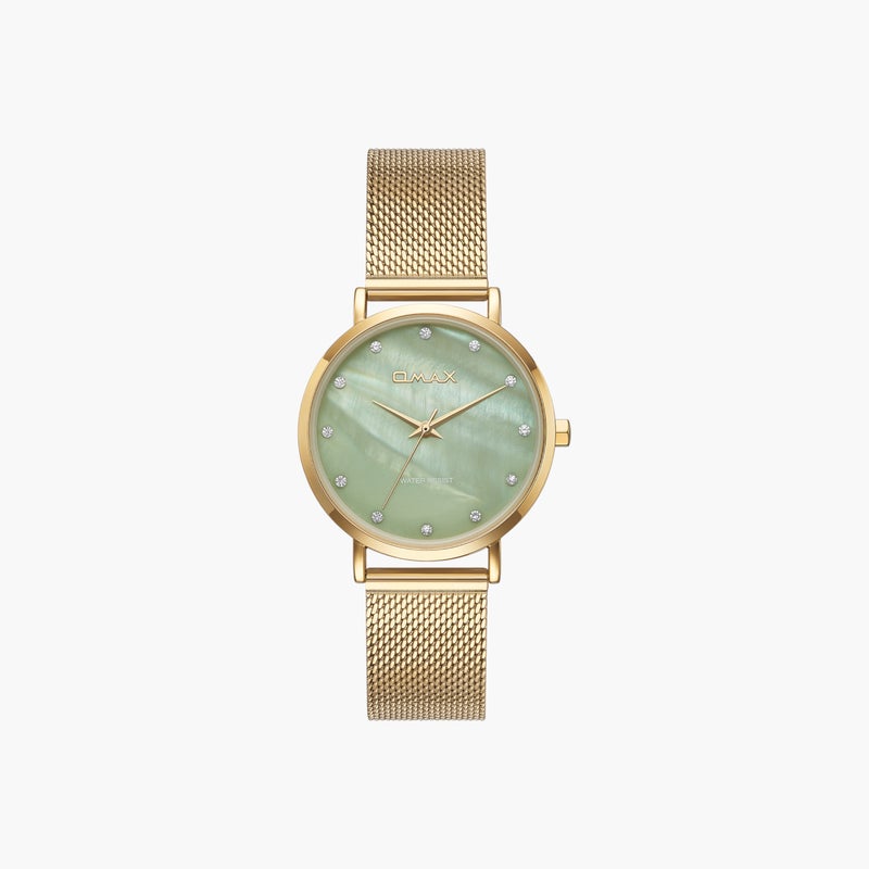 OMAX Gold Tone Mesh Strap Watch for Women - Image 1